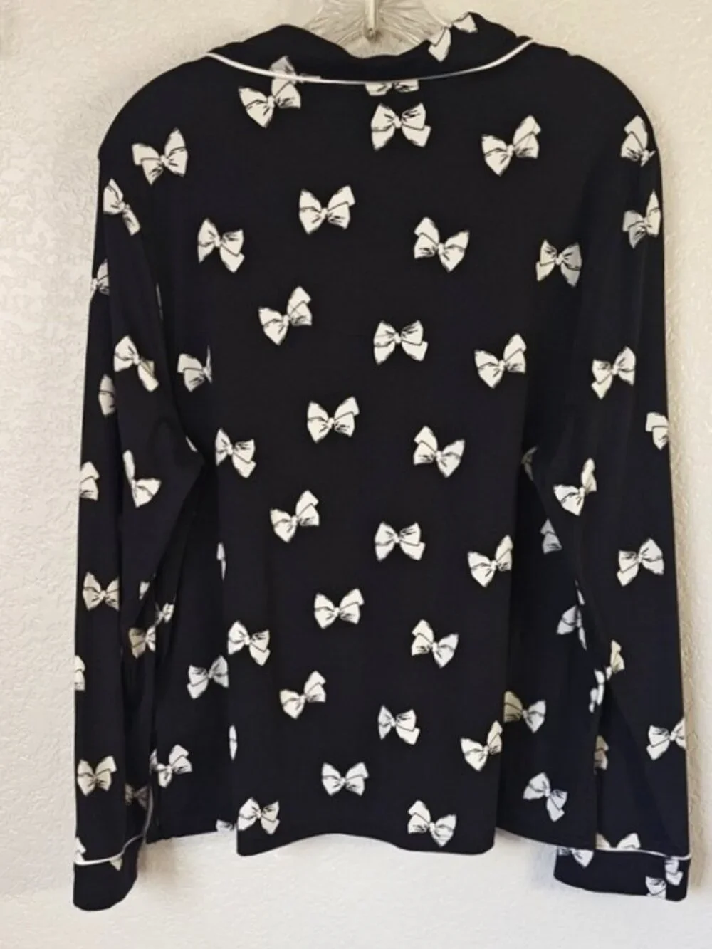 Kate Spade Size L Pajama Set Black & White Bows